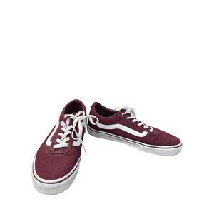 Vans Womens Old Skool Burgundy/White Canvas skate Sneakers Size 10 SKU 8923